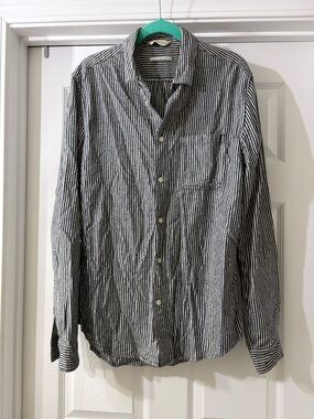 Samsøe Samsøe Men's Blue and White Striped Button-Up Shirt